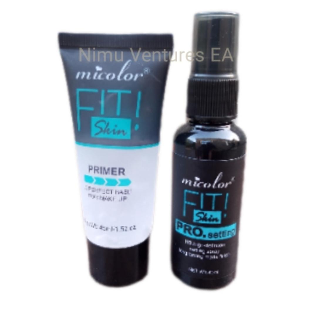 2 In 1 Micolor Fit Skin Primer + Pro. Setting Spray Fixer HD High Definition long lasting Matte finish base for Me Makeup