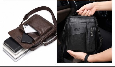 Jeep Leather Messenger Leather Bag Shoulder bag  Messenger Bag School Bag Office Bag Fashion Bag (Small)