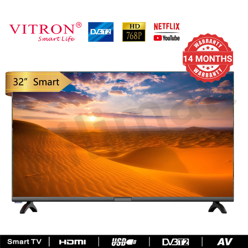 Vitron 32 Inch QLED TV Frameless Smart TV HD Netflix TV HTC3288QS Youtube Television DVB-T2 Android 16 AC Energy Saving Television 1G+8G