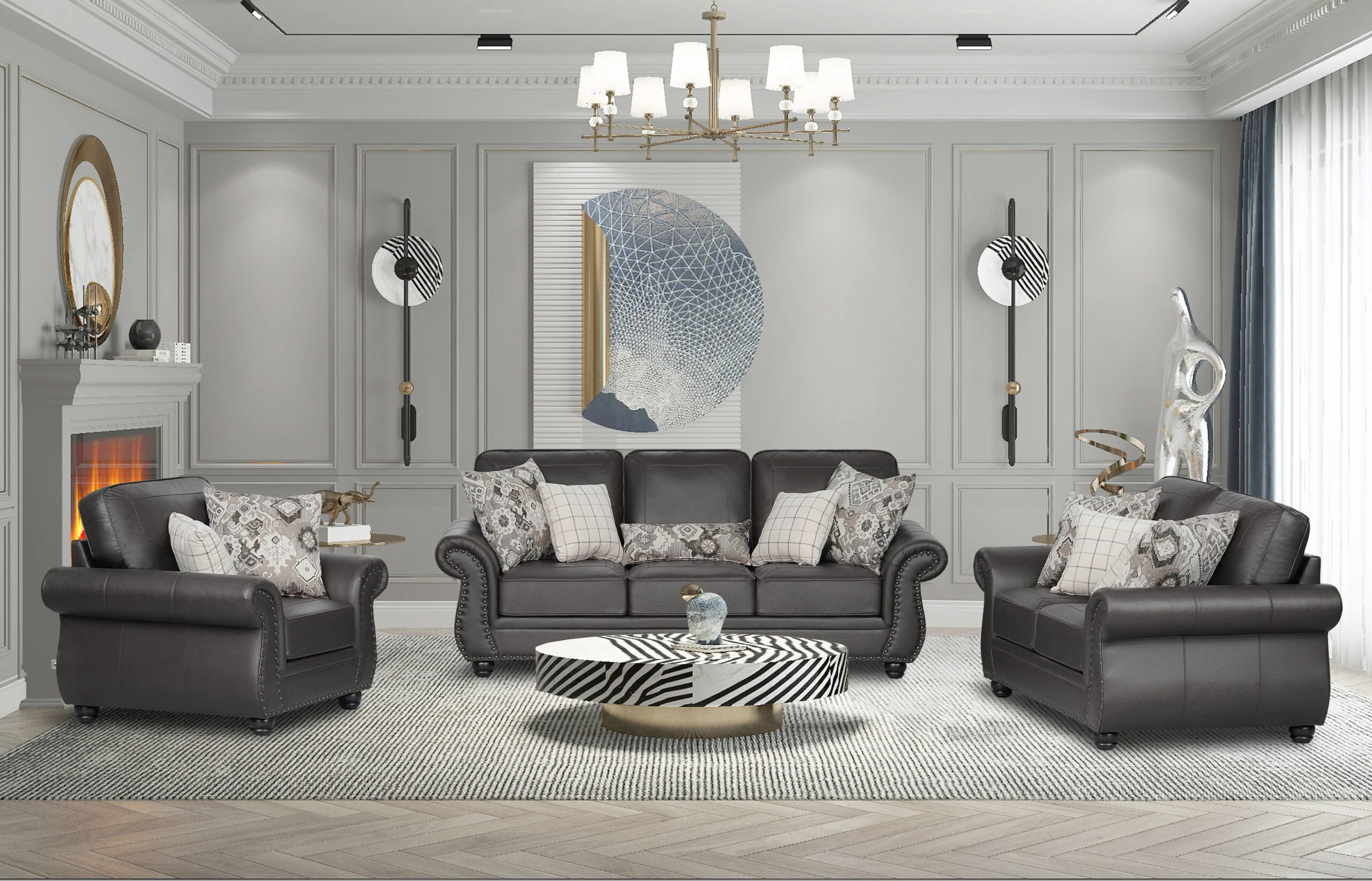 Nancy 6-Seater Sofa – Black Coffee