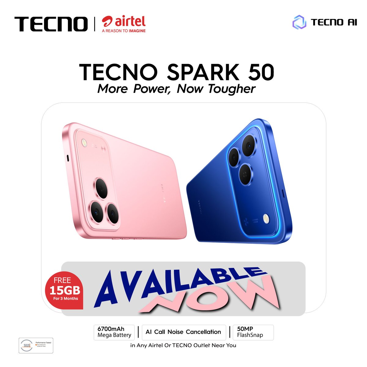 NEW ARRIVALS!!!! BRAND NEW TECNO SPARK 50 4G SMARTPHONE 128GB ROM+ 4GB RAM 6.78" INCH SCREEN 120Hz REFRESH RATE 6700mAh Battery 18W FAST CHARGING, 50MP CAMERA