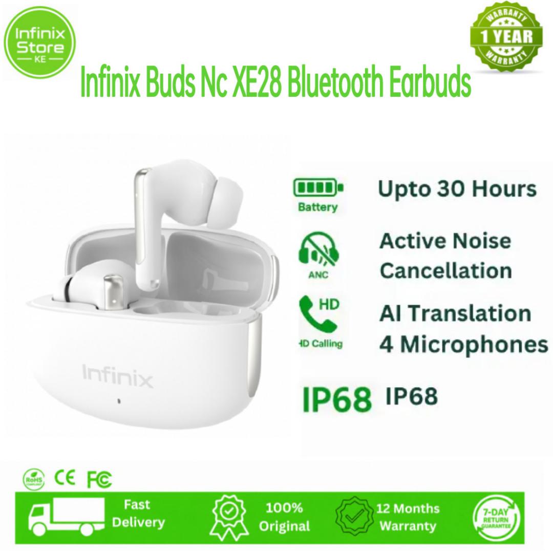 [NEW ARRIVAL] Infinix Buds Nc XE28 : Bluetooth Earbuds, Clear Calls & Sound with 4 Mics, ENC Noise Cancellation, Long Battery life 35 hours, Wireless, IPX4 Water resistant, 1 Year Warranty