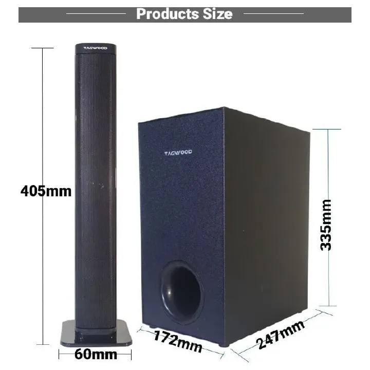 Tagwood 7500W 2.1CH Multimedia Bluetooth Woofer Speaker System Subwoofer Soundbar Sound Bar BT/USB/SD/FM Subwoofer Home Audilo System Soundbar with Remote Control S1 Speaker bass