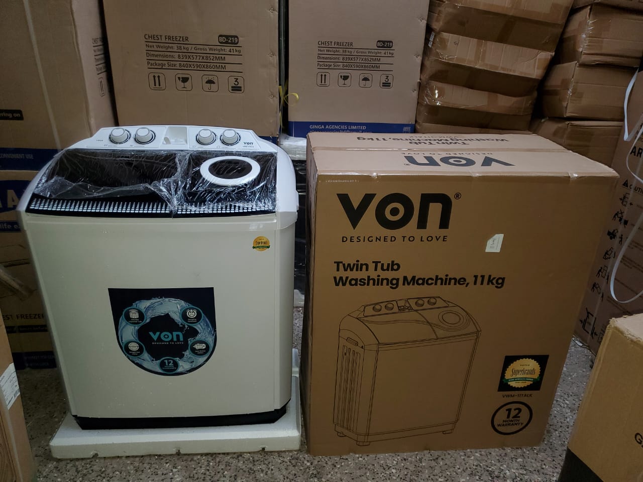 Von 11kg Twin Tub Washing Machine – White