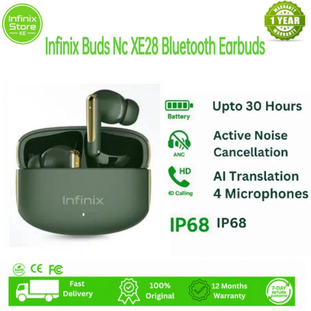 [NEW ARRIVAL] Infinix Buds Nc XE28 : Bluetooth Earbuds, Clear Calls & Sound with 4 Mics, ENC Noise Cancellation, Long Battery life 35 hours, Wireless, IPX4 Water resistant, 1 Year Warranty