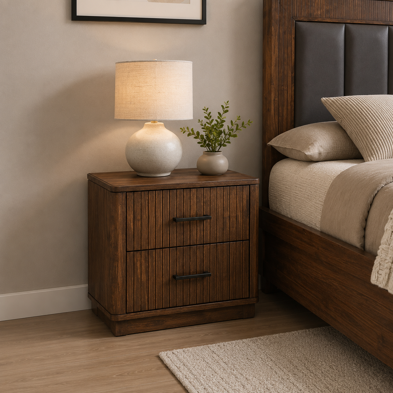 Vienna Bedside Table – Dark Tivol