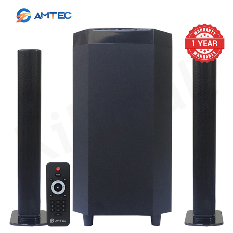 Amtec AM-02 2.1CH Soundbar Home Theatre Subwoofer Speaker System, 45W RMS 20000W PMPO, AC/DC Powered Bluetooth FM USB SD AUX Woofer With Remote Control, 5.25 Inch Bass Driver