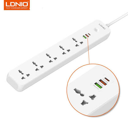 LDNIO Multi Socket Extension Lead with 5 AC 3 USB Power Socket Plug Extender with 38W - Dukatech