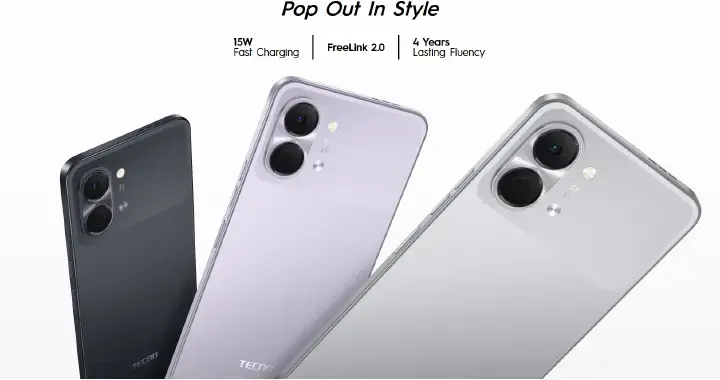 TECNO POP 20 128GB + 8(4+4)GB  64GB+4GB 4G Network 6.75" 120Hz Hole Screen Dual Speakers IP64 Waterproof 13MP 5000mAh 15W Type-C Android 15 Dual SIM Phone Side Fingerprint Unlock phones