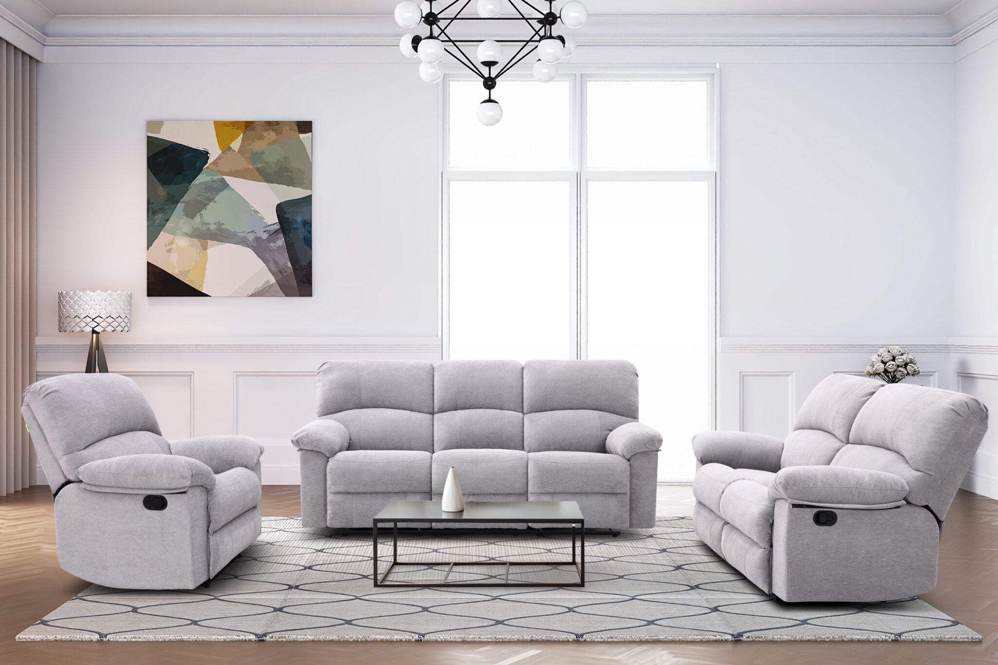New Fabio 5 Seater Recliner – Light Grey