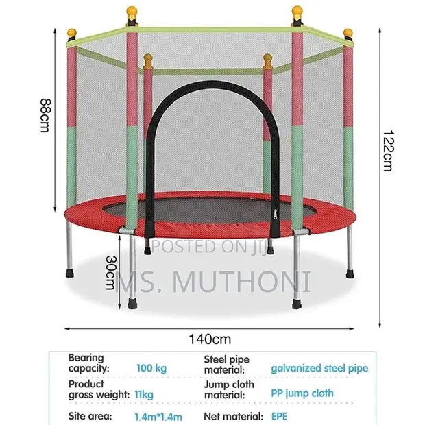 * 4ft Kids Trampoline With Safety Enclosure Net
