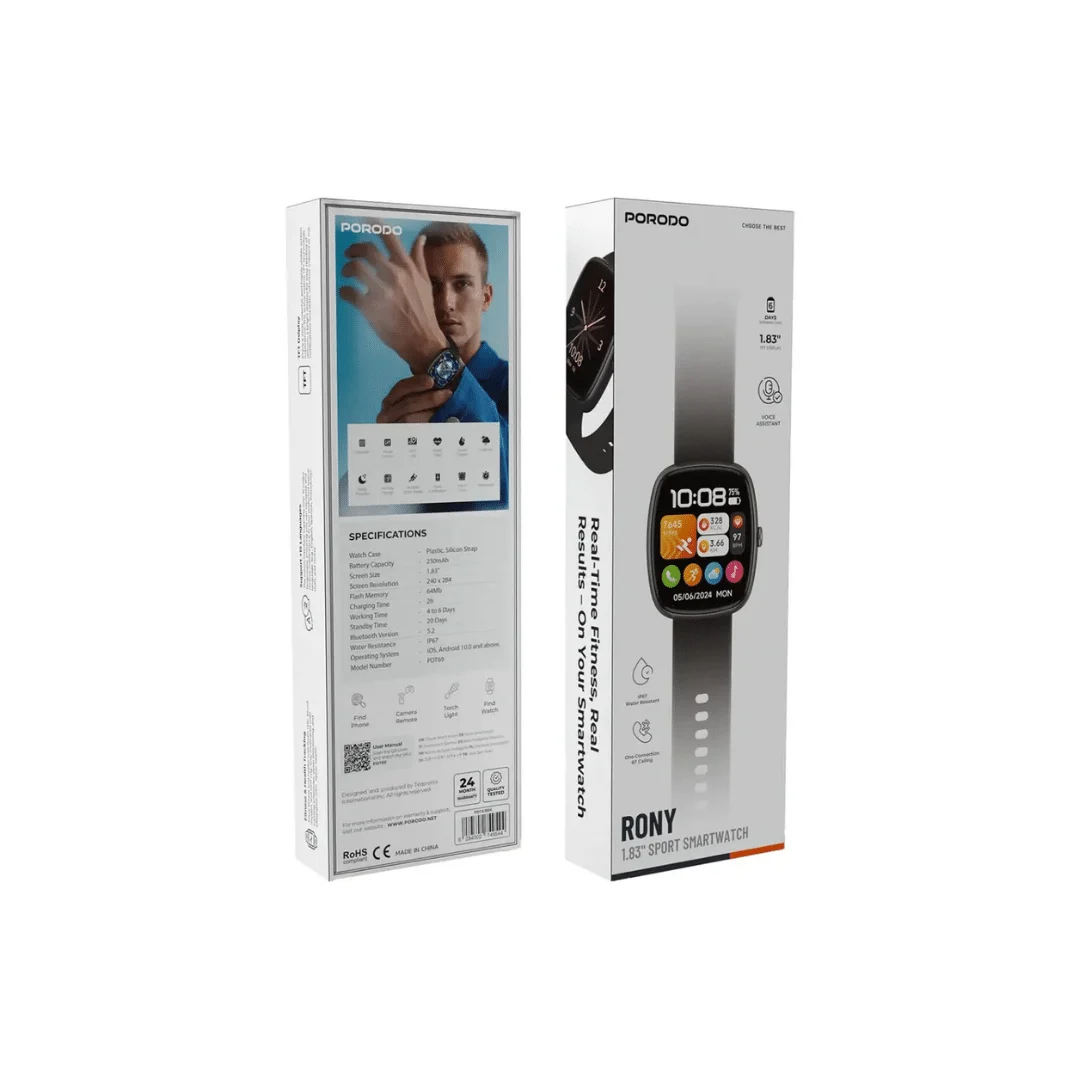 Porodo Rony 1.83" Sport Smart Watch - Phones Store Kenya