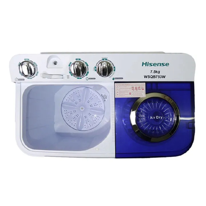 Hisense Washing Machine 7.5Kg Twin Tub Top Load Washing Machine - White+2 YEARS WARRANTY
