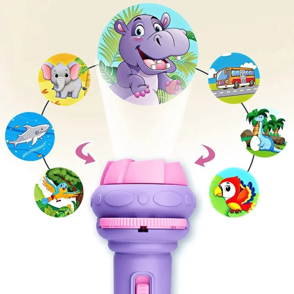 Cartoon Projection Flashlight 56 Patterns Creative Children Flashlight Toy Projector Baby Toys Bedtime Story Book Toy