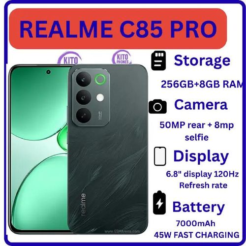 Realme C85 Pro Smartphone 8GB RAM 256GB ROM 6.78 Inch 120Hz Display 108MP Camera 6000mAh Battery Fast Charging Android 5G Dual SIM Mobile Phone