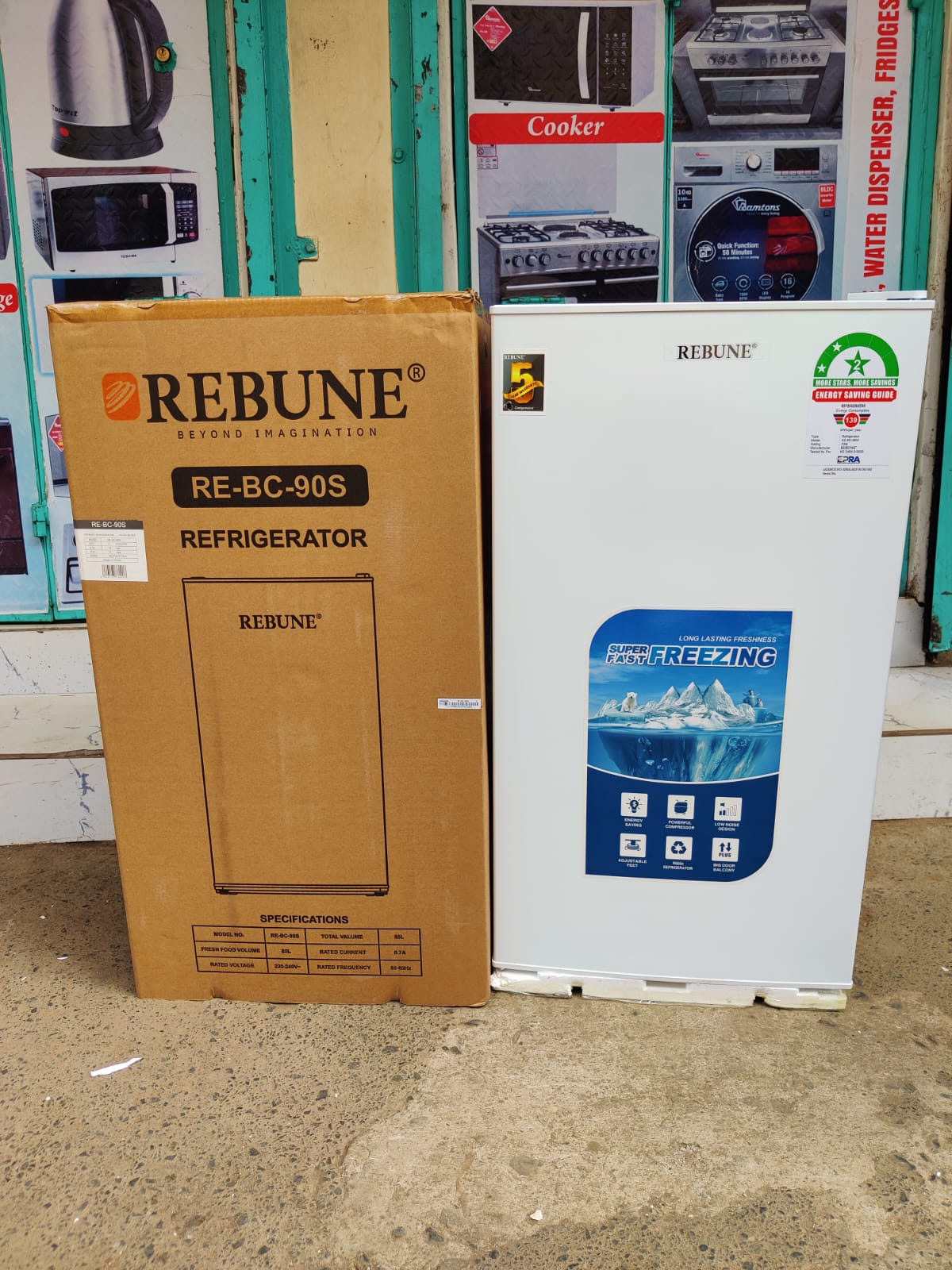 Rebune RE-BC-90W 90L Single Door Refrigerator White | Compact Fridge | Energy Saving & Low Noise | Interior LED Light | Adjustable Temperature Control