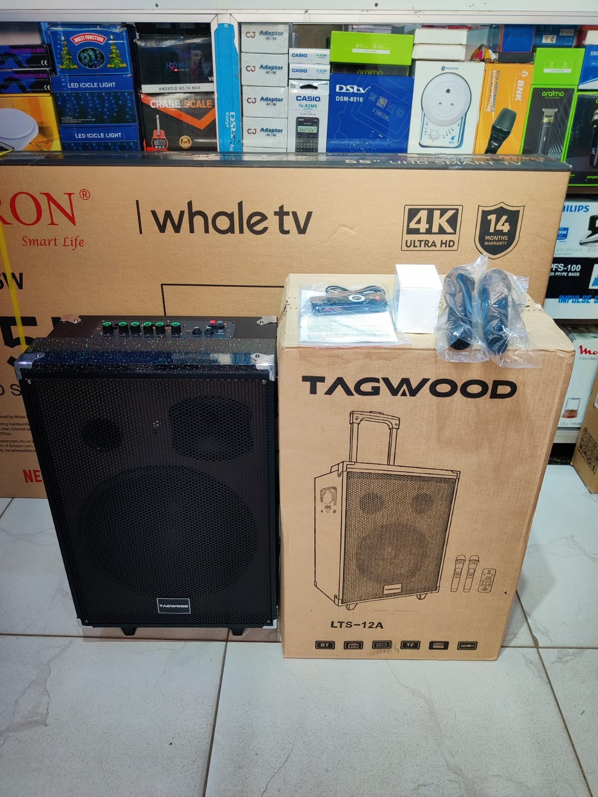TAGWOOD LTS-12A 12000W Out-Door Subwoofer Multimedia Speaker With Li-Battery ,Wireless Mic, Bluetooth