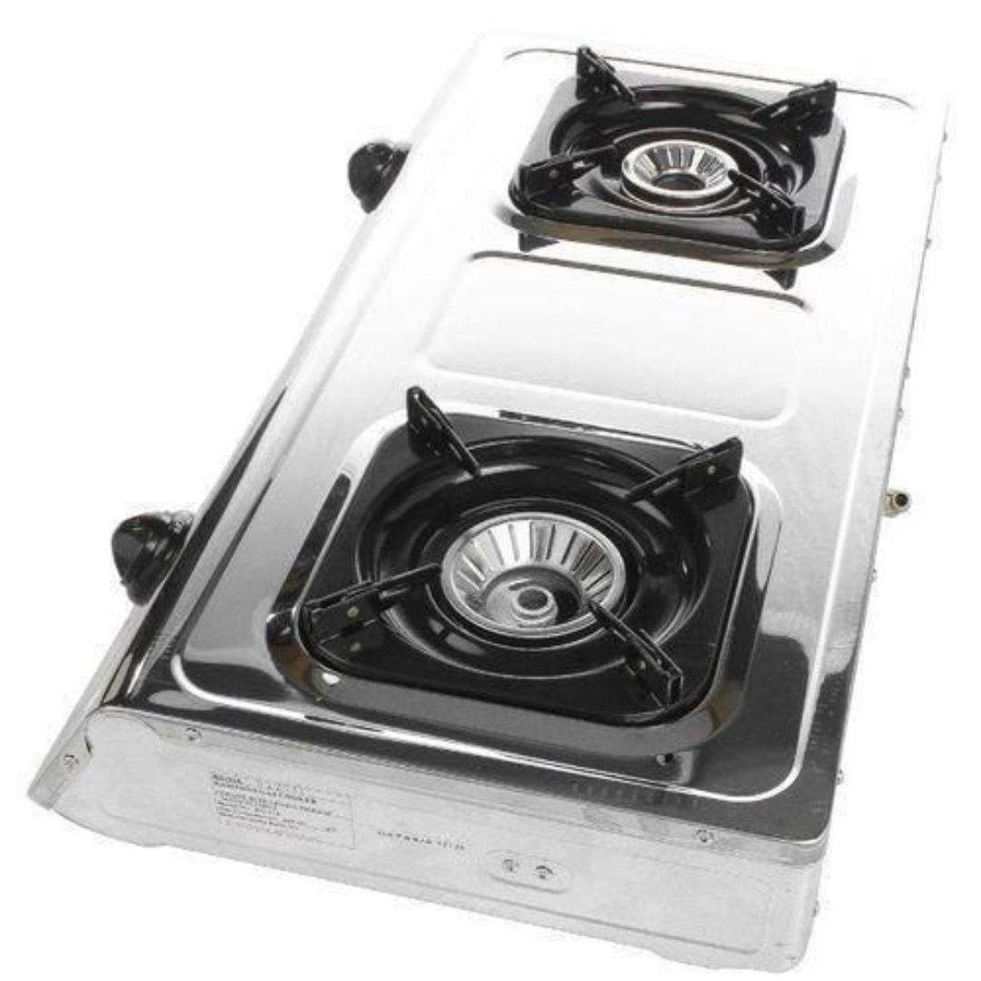 Ramtons RM/518 gas cooker 2 burner table top cooktop stainless steel with Auto ignition Whirlwind burners