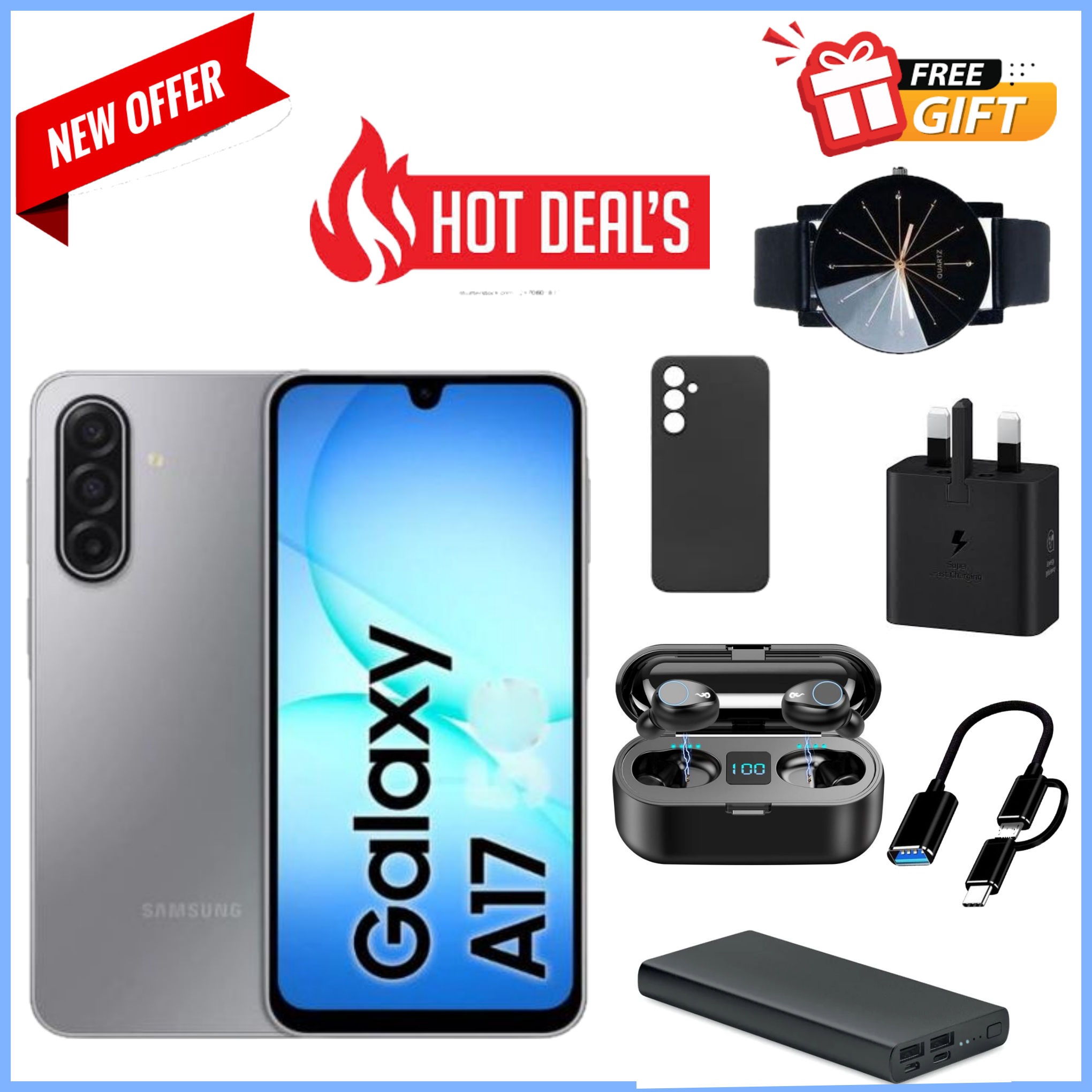 FLASHSALE DEALS!! Samsung Galaxy A17 128GB/256GB+4GB/6GB/8GB 6.7" Super AMOLED Display  50MP Triple Camera Android 15  5000mAh Samsung A17, A17 Samsung Smart Phones phone+ ALL THE DISPLAYED GIFTS