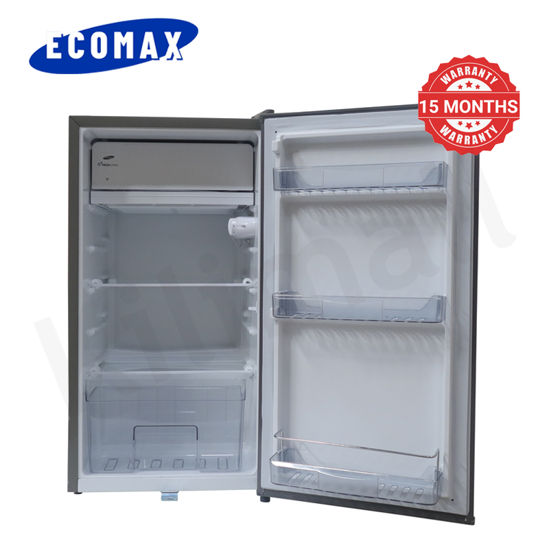 ECOMAX 90L Fridge Single Door BCD-90 Mechanical Temperature Control Glass Storage Shelf Lock and Keys Energy Saving Compact Household Refrigerator