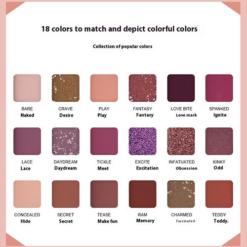 18 Colors Eyeshadow Pallete, Pearlescent Matte Glitter Eyeshadow Palette Make Up Eyeshadow Beauty Eye Pallete Waterproof Concealer Makeup Pallete Lasting-Effect Eye Shadow