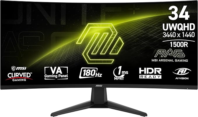 Brand new MSI 34 Inches Gaming Monitor | UWQHD Curved Display | 180Hz Refresh Rate | Adjustable Stand | Price in Kenya - Techsavvy Solutions
