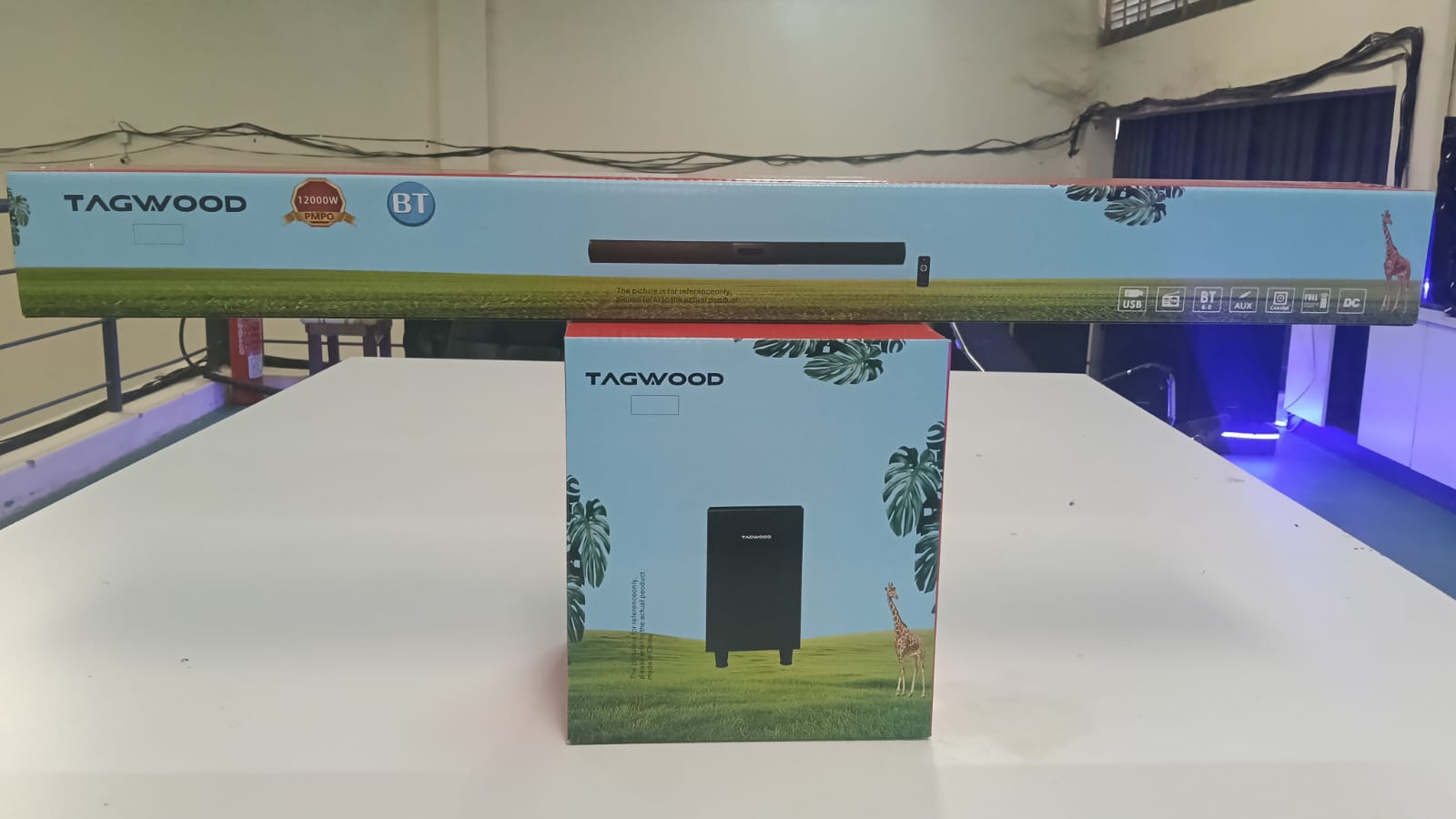 Tagwood 12000W 2.1CH Multimedia Bluetooth Woofer Speaker System Subwoofer LS-S5 Soundbar BT/USB/SD/FM AC/DC System Soundbar with Remote Control S5 Speaker bass Soundbar system Sound bar system