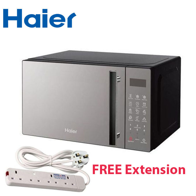 Haier HMW20D-B 20L Digital Microwave, 700W Countertop Oven, LED Display, Quick Reheat, Defrost Function,SILVER+FREE EXTENSION
