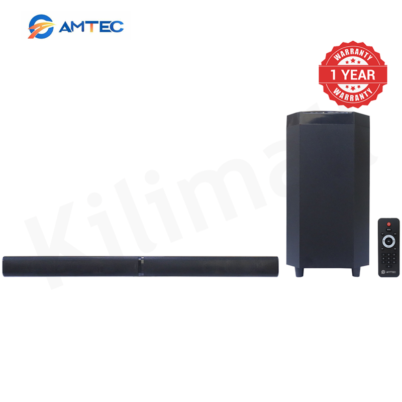 Amtec AM-02 2.1CH Soundbar Home Theatre Subwoofer Speaker System, 45W RMS 20000W PMPO, AC/DC Powered Bluetooth FM USB SD AUX Woofer With Remote Control, 5.25 Inch Bass Driver