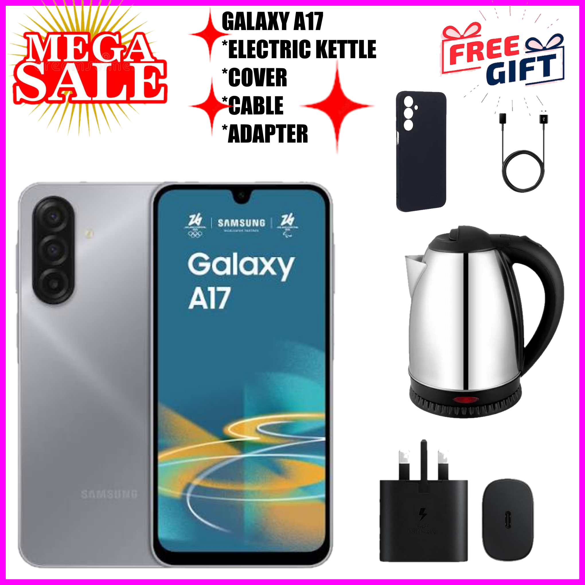 VALUE DEALS!! Samsung Galaxy A17 128GB/256GB+4GB/6GB/8GB 6.7" Super AMOLED Display  50MP Triple Camera Android 15  5000mAh Samsung A17, A17 Samsung Smart Phones phone+ ALL THE DISPLAYED GIFTS