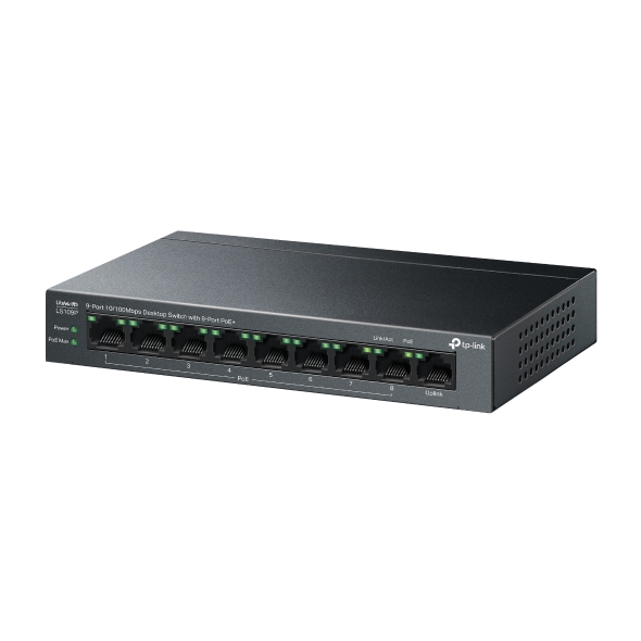 TP-Link LS109P 9-Port 10/100 Mbps Desktop Switch with 8-Port PoE+ - Techsavvy Solutions