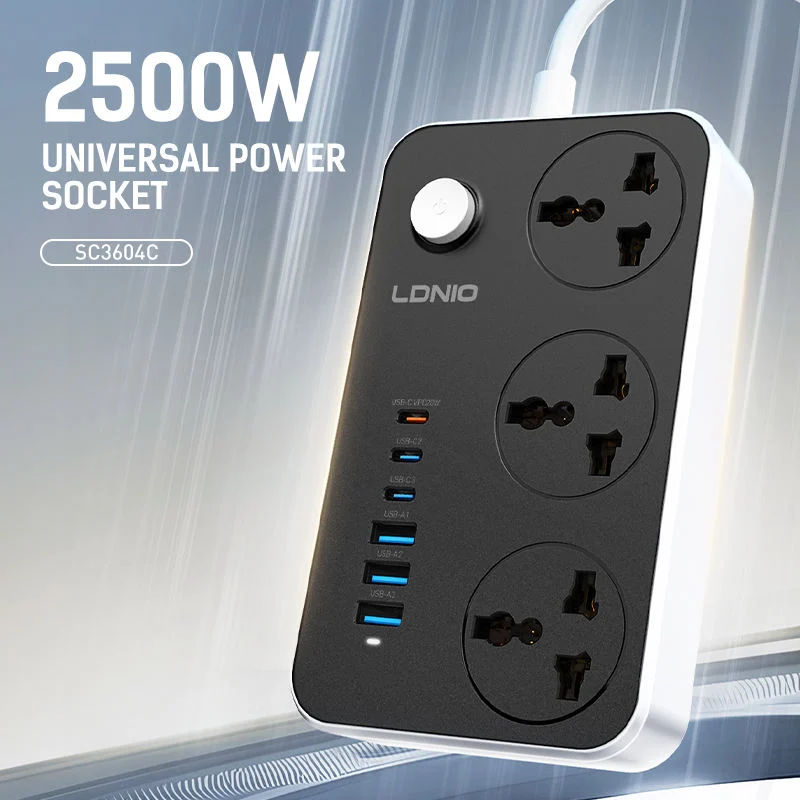 LDNIO SC3604C Power Socket with 3 Outlets Power Strip - Dukatech