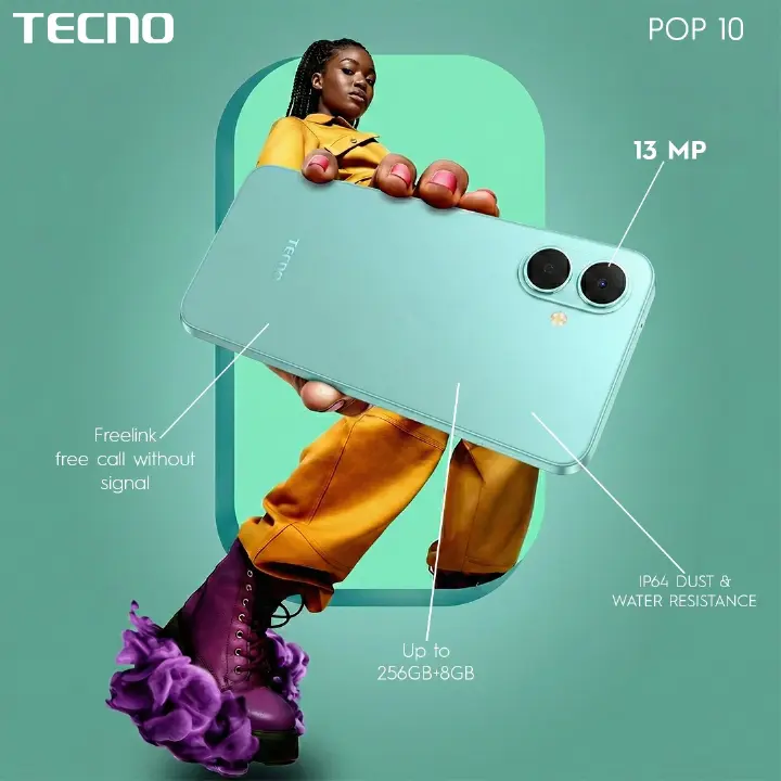 TECNO POP 20 128GB + 8(4+4)GB  64GB+4GB 4G Network 6.75" 120Hz Hole Screen Dual Speakers IP64 Waterproof 13MP 5000mAh 15W Type-C Android 15 Dual SIM Phone Side Fingerprint Unlock phones