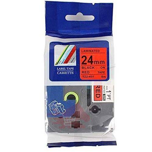 Brother TZ2-451 24mm x 8m black on red label tape - Dukatech