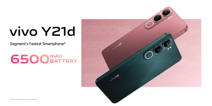 Vivo Y21d 6.68" screen display 6GB RAM + 128GB ROM 50MP MAIN CAMERA 6500mAh battery capacity 5-Year Health Battery, IP69+ Waterproof, 45W FlashCharge, 90Hz refresh rate ANDROID 15 PHONE SMARTPHONE