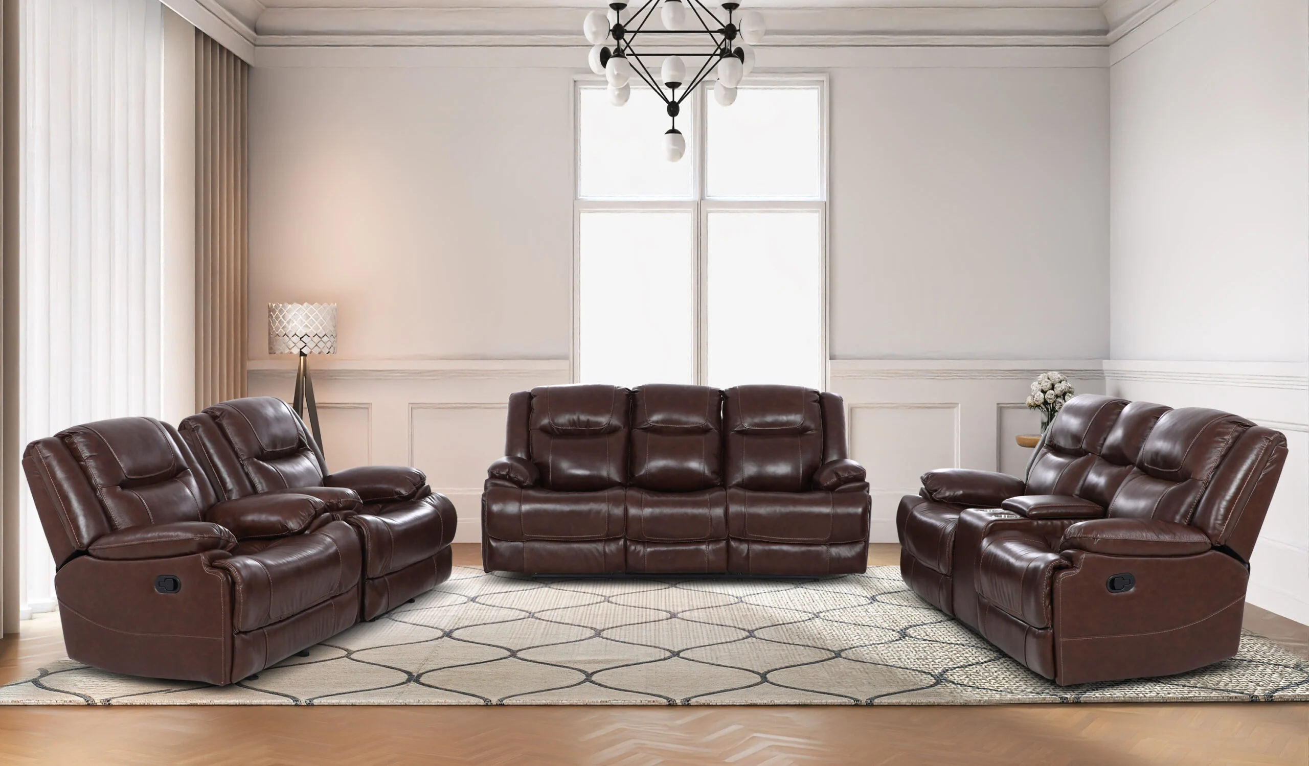 Calderwell Leather Recliner Set