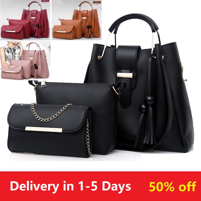 3pcs/Set Big Large Capacity Durable PU Leather Lady Handbags Sling Bags For Ladies Hand Bags Classic Fashion Women Handbags Luxury Genuine Bags Wife Girl Friend Chrismas New Year Valentine's Day Gift