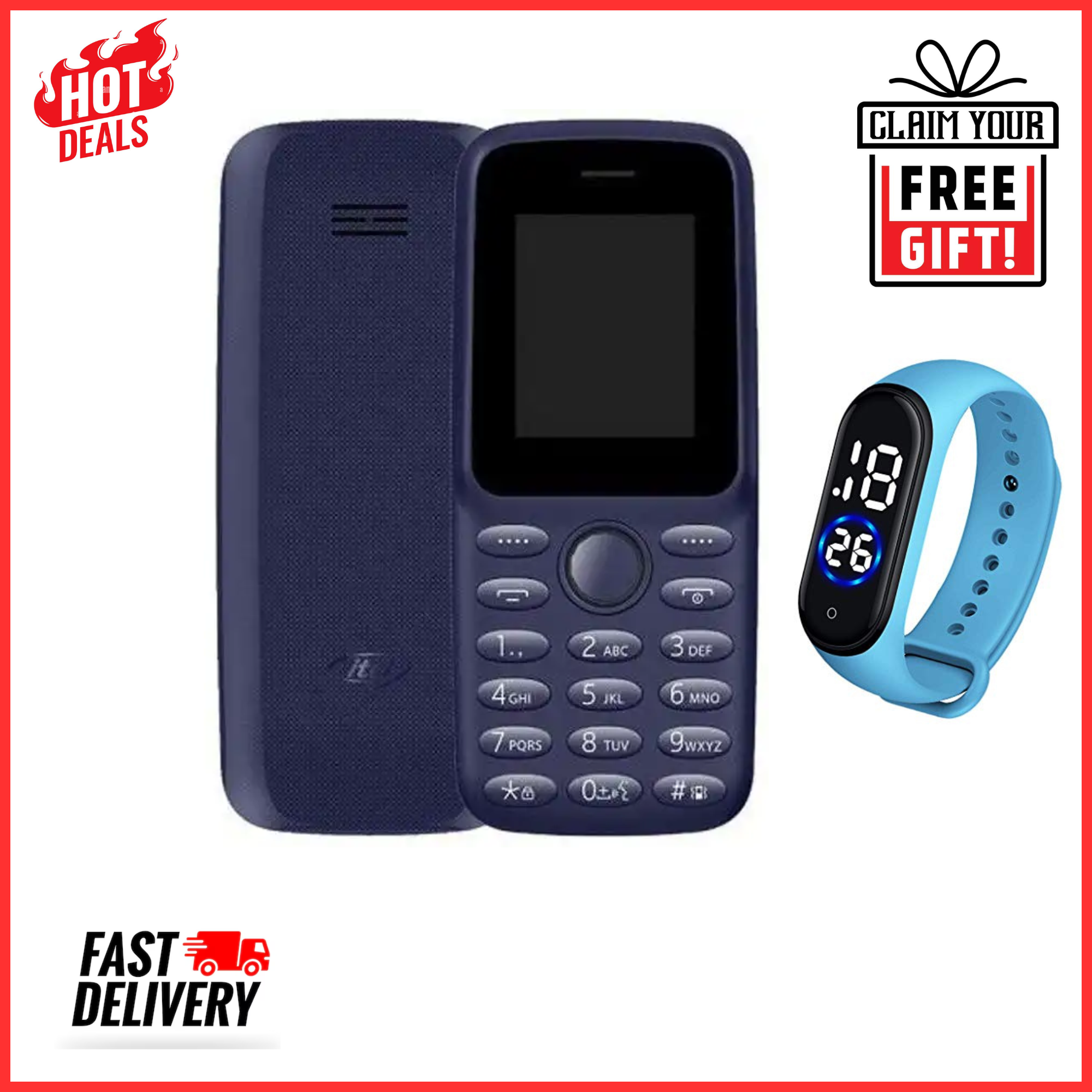 KILIMALL ANIVERSARY
,LIMITED OFFER!!!!NEW ITEL 2163 1.8" DISPLAY WIRELESS FM DUAL SIM OPERA MINI BRIGHT TORCH KABAMBE KATULULU BUTTON FEATURE PHONE KING TALKER 2000 CONTACTS MEMORY ONE
