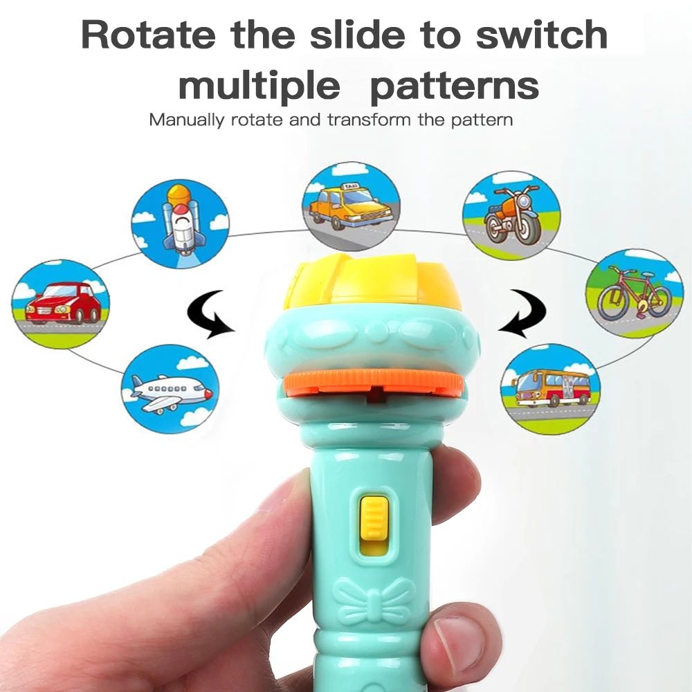 Cartoon Projection Flashlight 56 Patterns Creative Children Flashlight Toy Projector Baby Toys Bedtime Story Book Toy