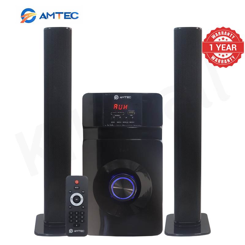 Amtec AM-01 2.1CH Soundbar Home Theater System With 5.25" Extra Bass Subwoofer,3D Sound, Bluetooth, FM, USB/SD, Woofer Speaker System With 45W RMS 20000W PMPO