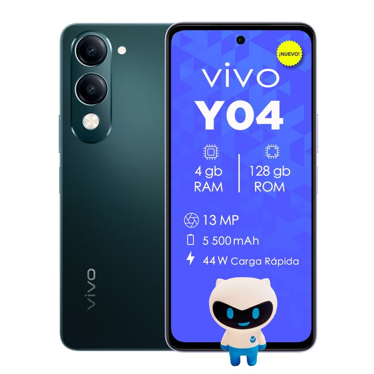🔥OFFER🔥Vivo Y04 128GB 6GB RAM 6.74" IPS LCD Display Android 14 Funtouch 14 OS 13MP Main Camera 5MP Selfie Camera Fingerprint (side-mounted) 5500mAh Li-Ion Battery Vivo Y04 128GB 6GB RAM 6.74" IPS LC