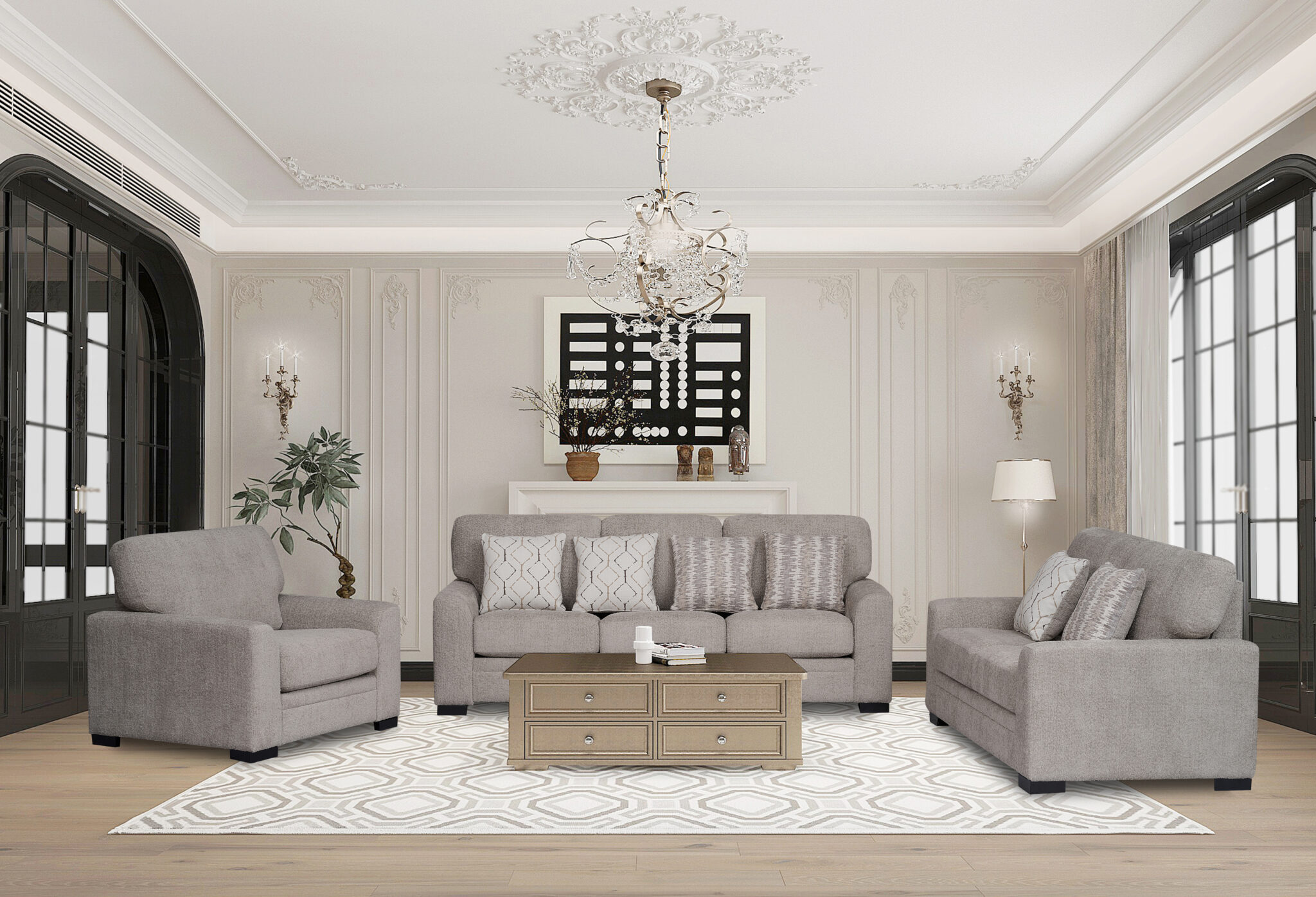 Marlon 6 Seater Sofa Set – Grey