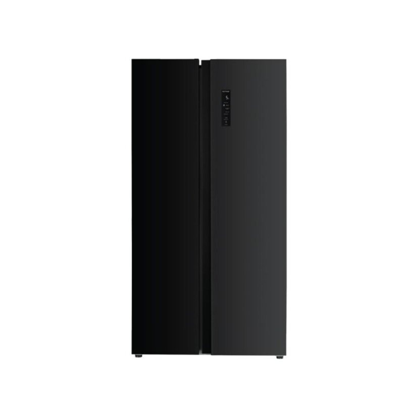 MIKA 595L Side by Side No Frost Fridge Black Glass