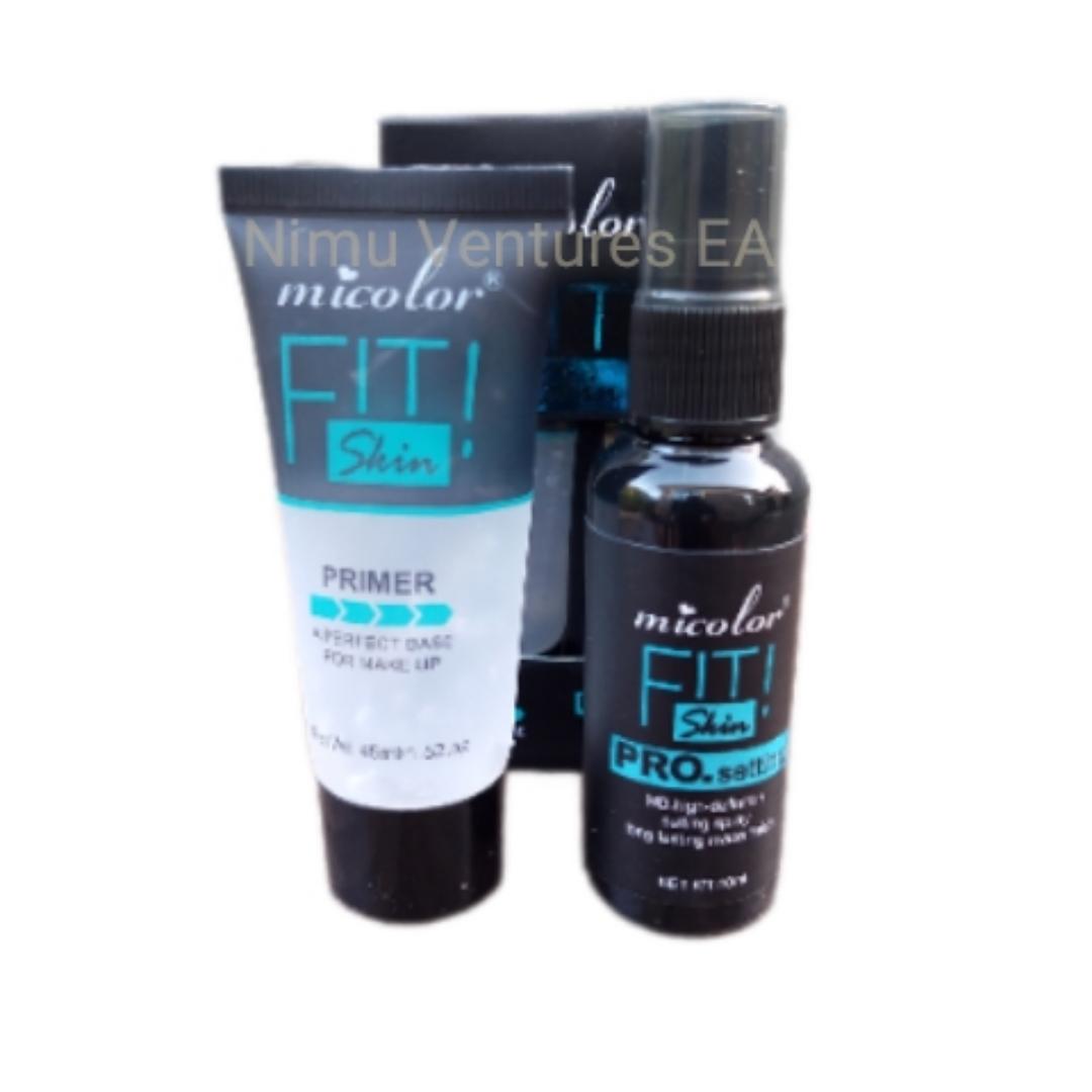 2 In 1 Micolor Fit Skin Primer + Pro. Setting Spray Fixer HD High Definition long lasting Matte finish base for Me Makeup