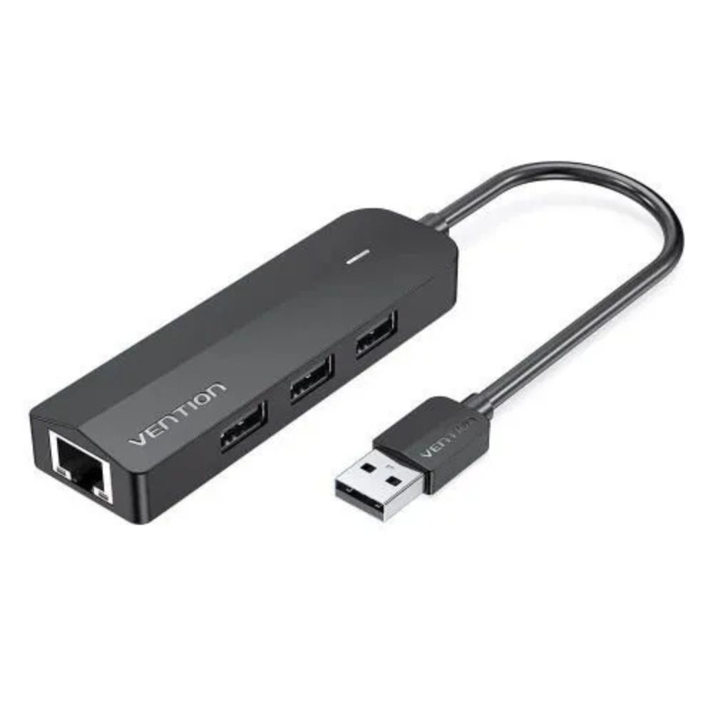 Vention Type-C to 4-Port USB 3.0 Hub with Power Supply Black 0.5M ABS Type - Dukatech