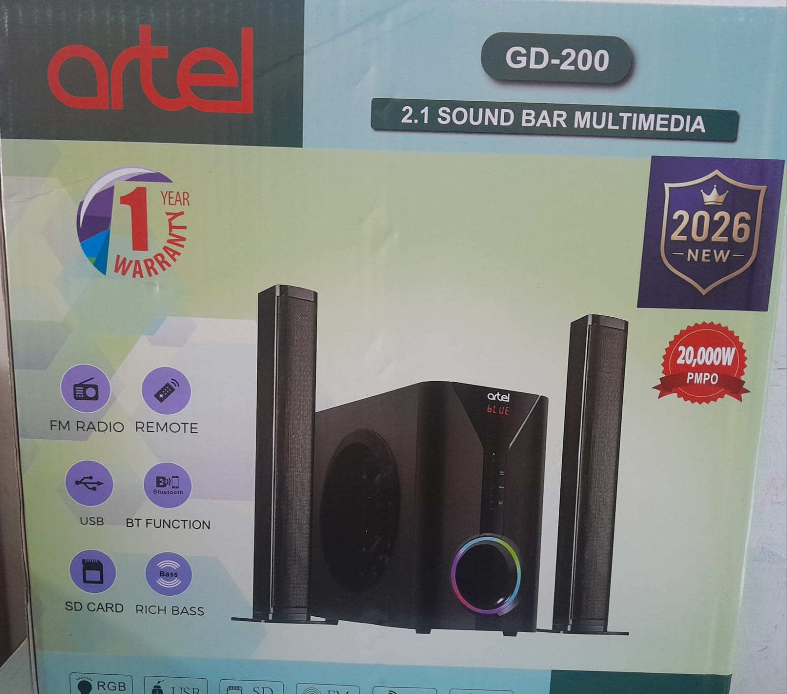 Artel GD-200 2.1CH Multimedia Soundbar & Subwoofer System