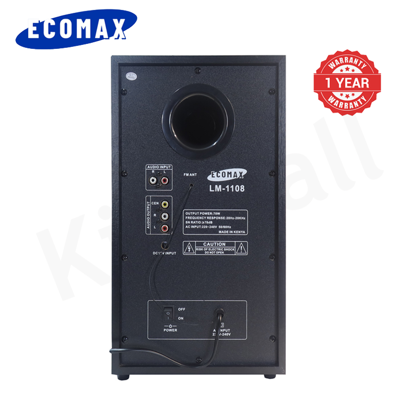 ECOMAX 3.1CH Bluetooth LM-1108 Woofer Home Theater System Speaker Systems Subwoofer USB/SD/FM Home Audio System with Remote Control 20000W