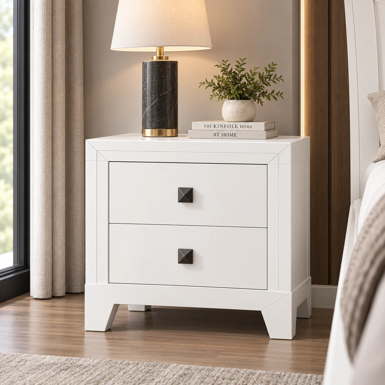 Zecna Bedside Table – White Wash