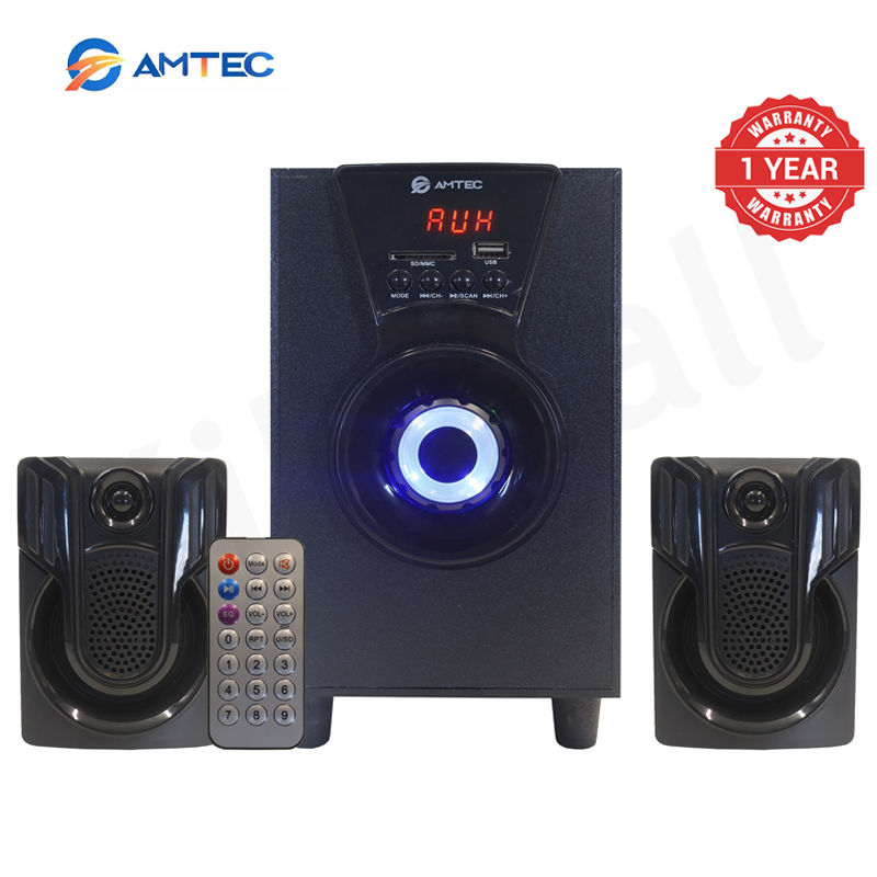 Amtec AM-805 2.1CH Home Theatre System With 4" Subwoofer, 45W RMS 8000W PMPO, Bluetooth Speaker System Woofer, FM, USB/SD, Remote Control 1 Year Warranty