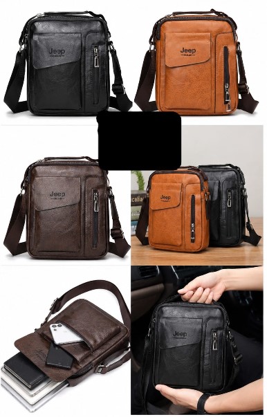 Jeep Leather Messenger Leather Bag Shoulder bag  Messenger Bag School Bag Office Bag Fashion Bag (Small)